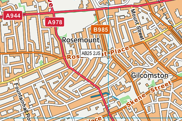 AB25 2JS map - OS VectorMap District (Ordnance Survey)