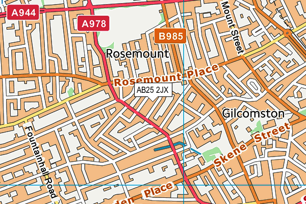 AB25 2JX map - OS VectorMap District (Ordnance Survey)