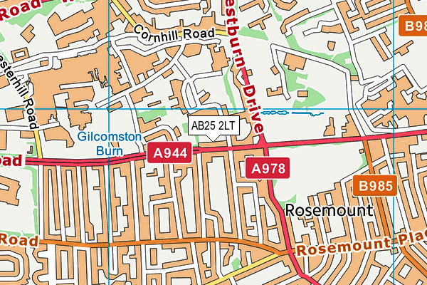 AB25 2LT map - OS VectorMap District (Ordnance Survey)