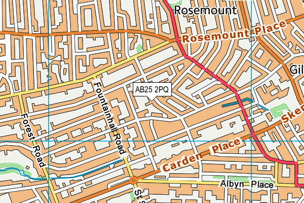 AB25 2PQ map - OS VectorMap District (Ordnance Survey)