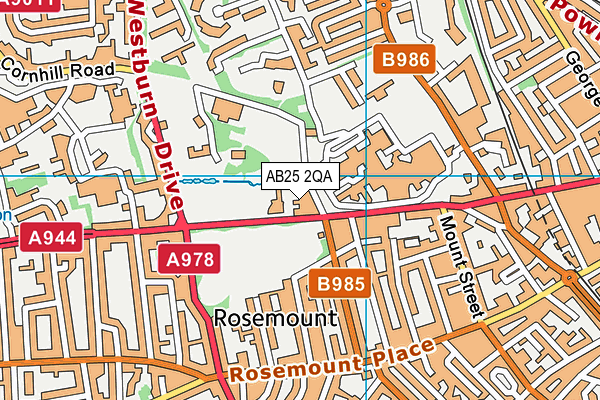 AB25 2QA map - OS VectorMap District (Ordnance Survey)