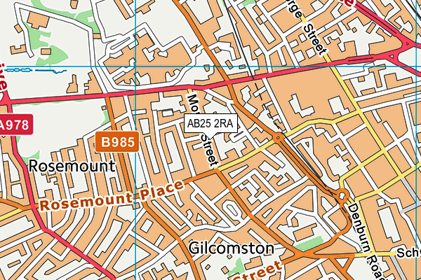 AB25 2RA map - OS VectorMap District (Ordnance Survey)