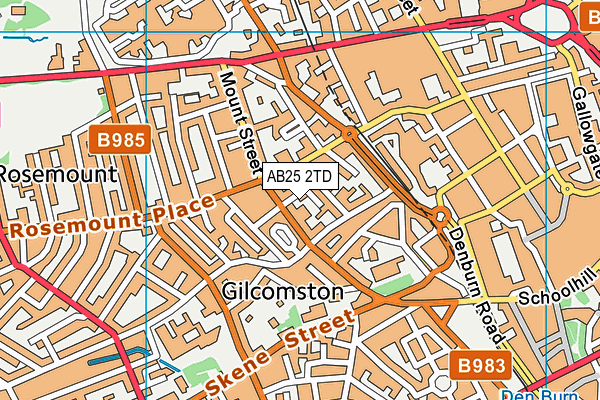 AB25 2TD map - OS VectorMap District (Ordnance Survey)