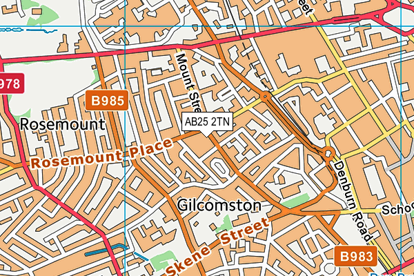 AB25 2TN map - OS VectorMap District (Ordnance Survey)