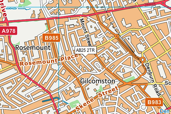 AB25 2TR map - OS VectorMap District (Ordnance Survey)
