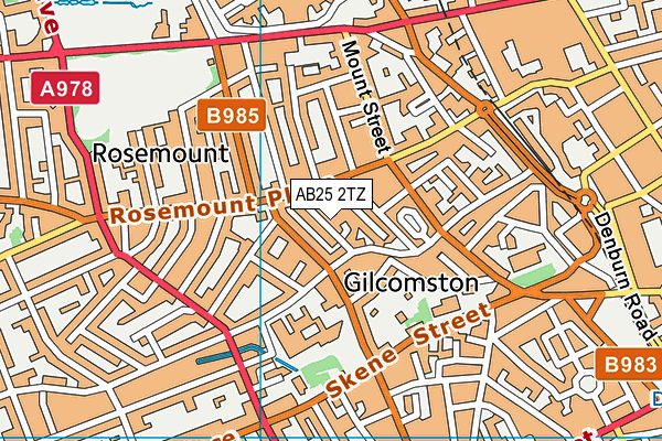 AB25 2TZ map - OS VectorMap District (Ordnance Survey)
