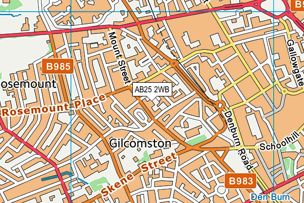 AB25 2WB map - OS VectorMap District (Ordnance Survey)