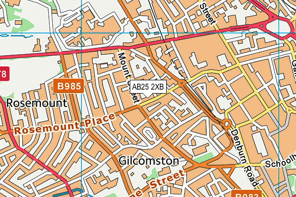 AB25 2XB map - OS VectorMap District (Ordnance Survey)