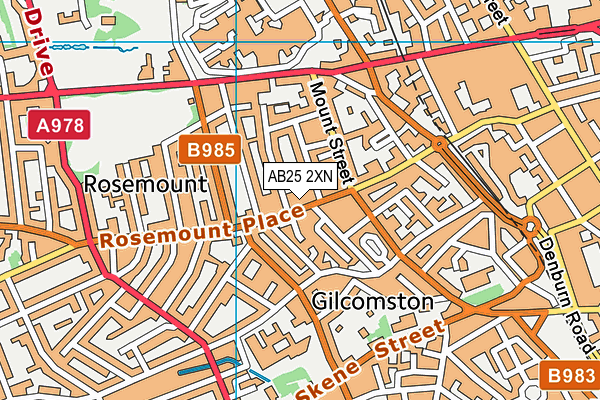 AB25 2XN map - OS VectorMap District (Ordnance Survey)