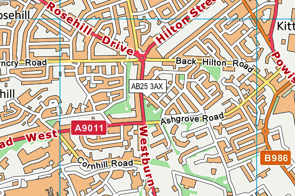 AB25 3AX map - OS VectorMap District (Ordnance Survey)