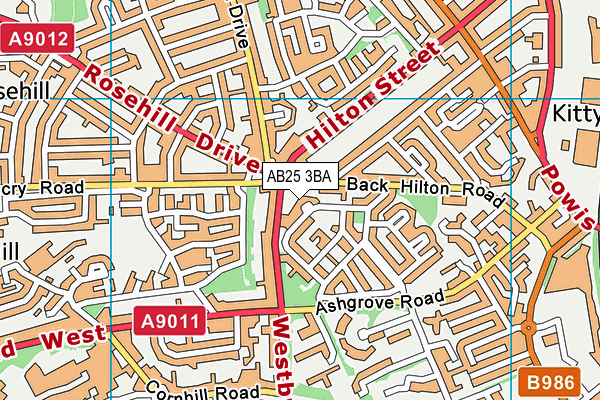 AB25 3BA map - OS VectorMap District (Ordnance Survey)