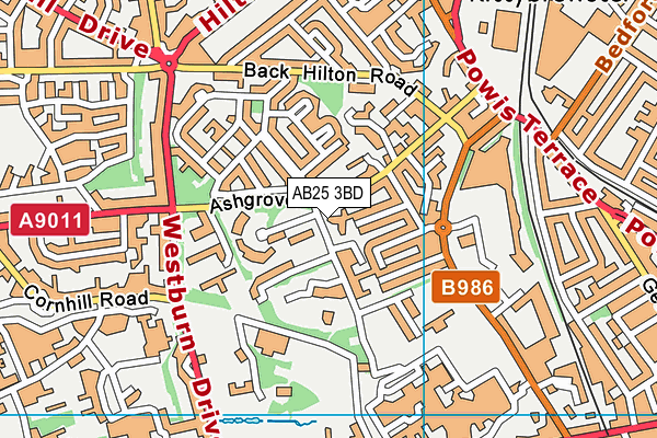 AB25 3BD map - OS VectorMap District (Ordnance Survey)