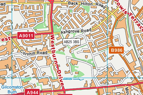 AB25 3BS map - OS VectorMap District (Ordnance Survey)