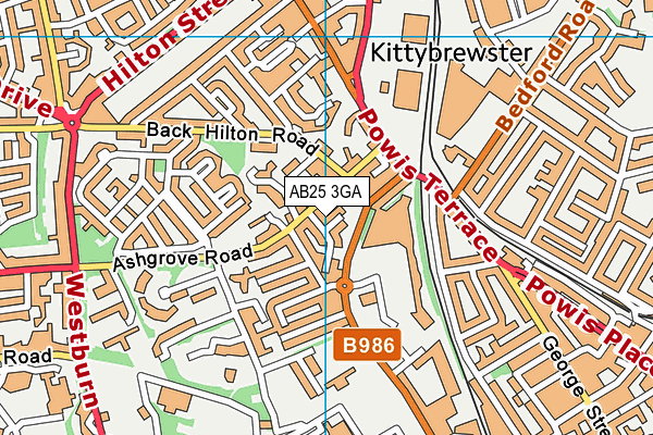 AB25 3GA map - OS VectorMap District (Ordnance Survey)