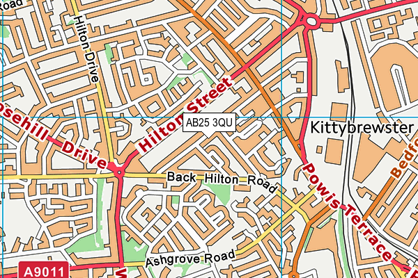 AB25 3QU map - OS VectorMap District (Ordnance Survey)