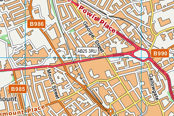 AB25 3RU map - OS VectorMap District (Ordnance Survey)
