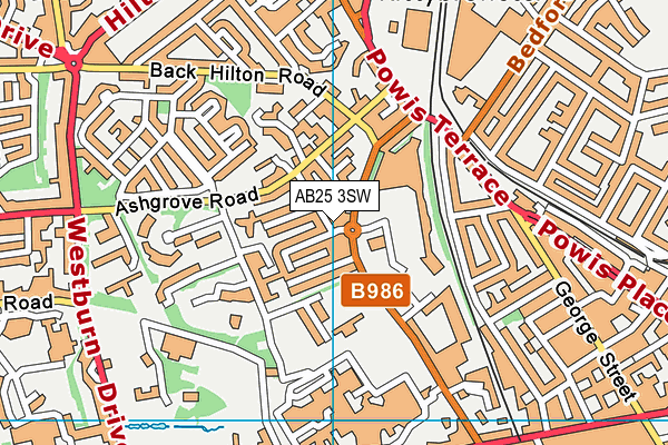 AB25 3SW map - OS VectorMap District (Ordnance Survey)