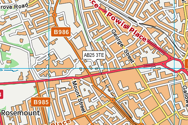 AB25 3TE map - OS VectorMap District (Ordnance Survey)
