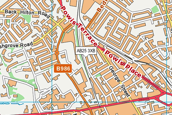 AB25 3XB map - OS VectorMap District (Ordnance Survey)