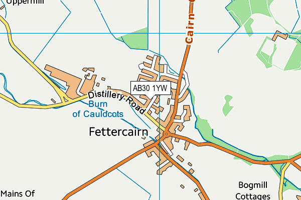 AB30 1YW map - OS VectorMap District (Ordnance Survey)
