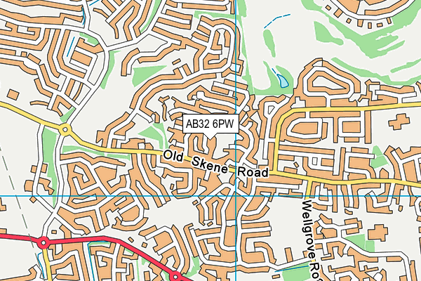 AB32 6PW map - OS VectorMap District (Ordnance Survey)