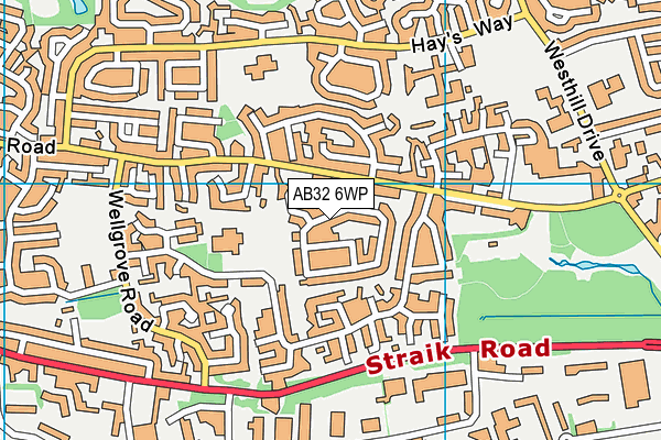 AB32 6WP map - OS VectorMap District (Ordnance Survey)