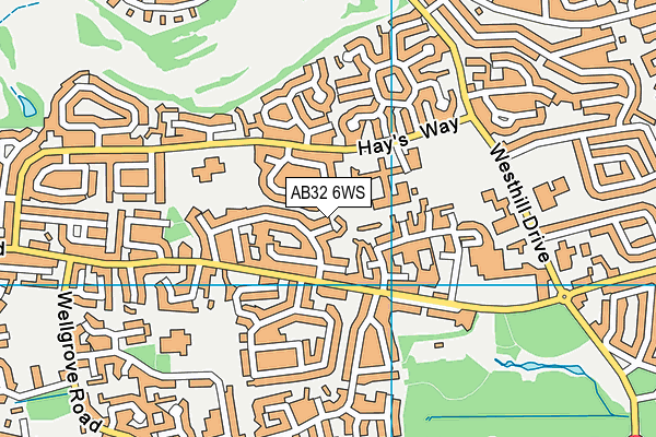 AB32 6WS map - OS VectorMap District (Ordnance Survey)