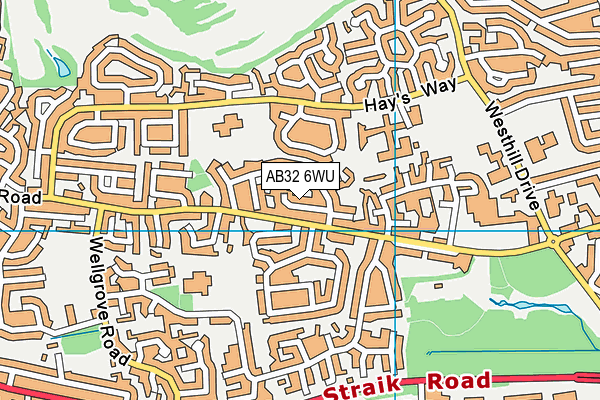 AB32 6WU map - OS VectorMap District (Ordnance Survey)