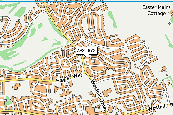 AB32 6YX map - OS VectorMap District (Ordnance Survey)