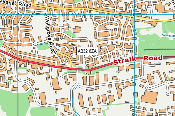 AB32 6ZA map - OS VectorMap District (Ordnance Survey)