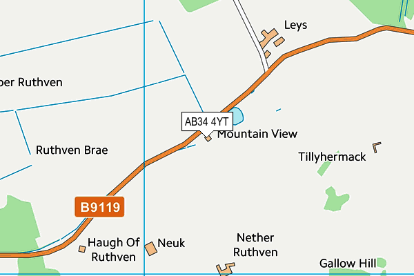 AB34 4YT map - OS VectorMap District (Ordnance Survey)