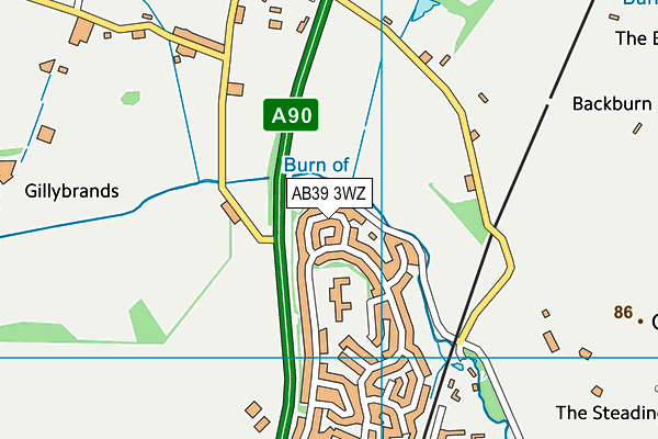 AB39 3WZ map - OS VectorMap District (Ordnance Survey)