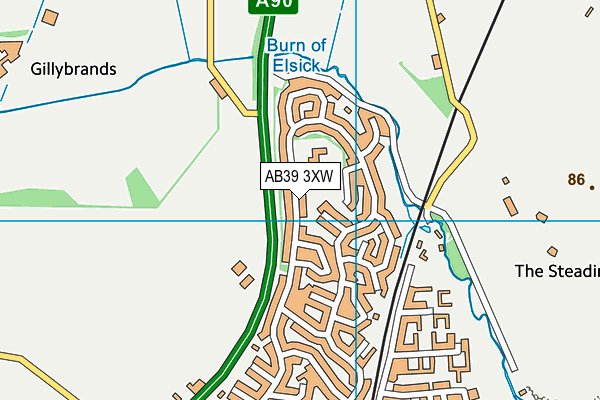 AB39 3XW map - OS VectorMap District (Ordnance Survey)