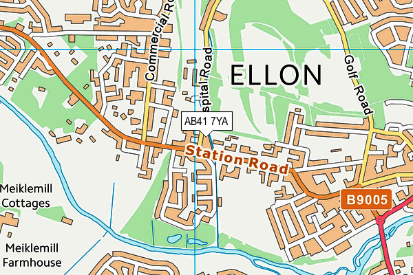 AB41 7YA map - OS VectorMap District (Ordnance Survey)