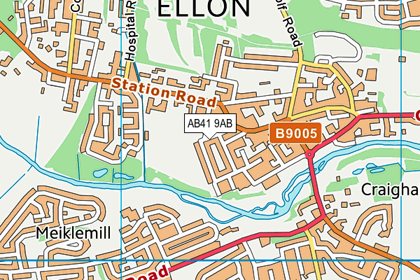 AB41 9AB map - OS VectorMap District (Ordnance Survey)