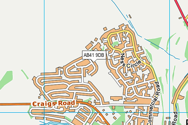 AB41 9DB map - OS VectorMap District (Ordnance Survey)