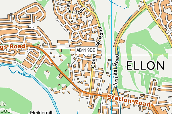 AB41 9DE map - OS VectorMap District (Ordnance Survey)