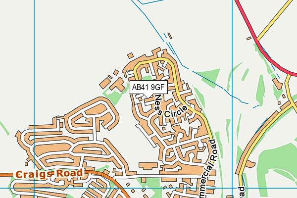 AB41 9GF map - OS VectorMap District (Ordnance Survey)