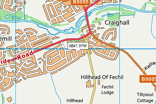 AB41 9YW map - OS VectorMap District (Ordnance Survey)