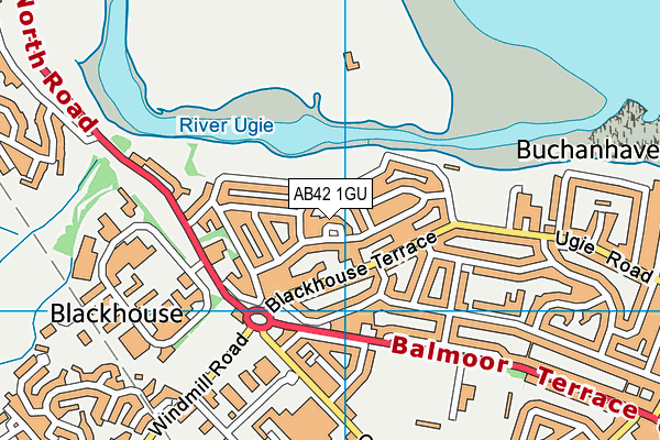 AB42 1GU map - OS VectorMap District (Ordnance Survey)