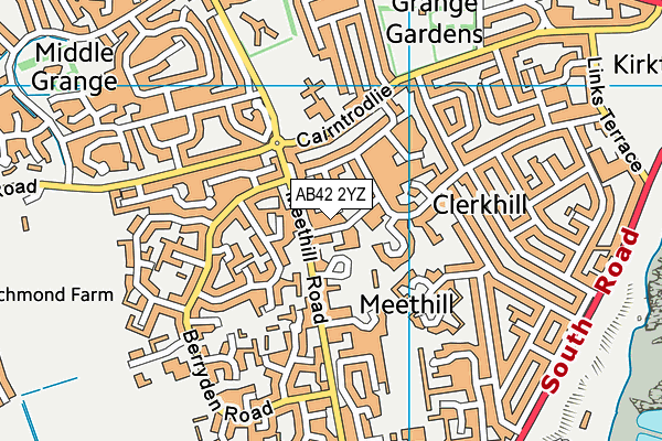 AB42 2YZ map - OS VectorMap District (Ordnance Survey)