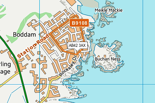 AB42 3AX map - OS VectorMap District (Ordnance Survey)