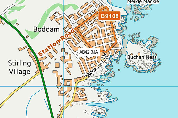 AB42 3JA map - OS VectorMap District (Ordnance Survey)