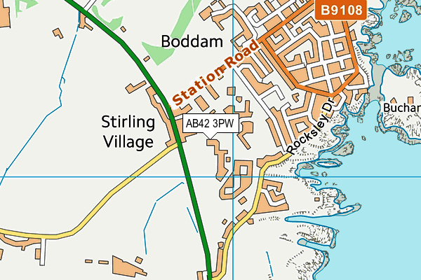 AB42 3PW map - OS VectorMap District (Ordnance Survey)