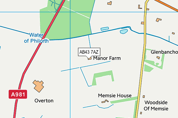AB43 7AZ map - OS VectorMap District (Ordnance Survey)