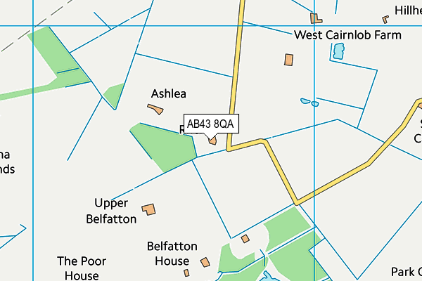 AB43 8QA map - OS VectorMap District (Ordnance Survey)