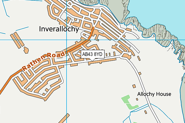 AB43 8YD map - OS VectorMap District (Ordnance Survey)