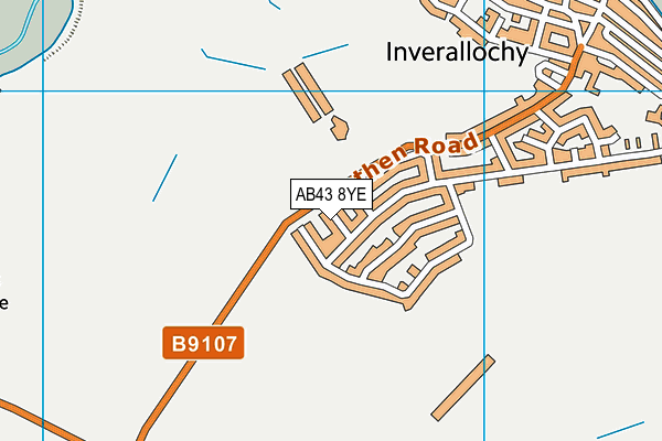 AB43 8YE map - OS VectorMap District (Ordnance Survey)