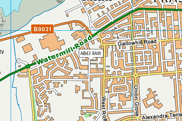 AB43 9AW map - OS VectorMap District (Ordnance Survey)
