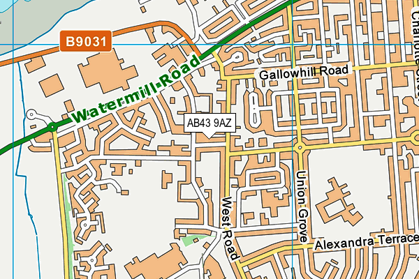 AB43 9AZ map - OS VectorMap District (Ordnance Survey)